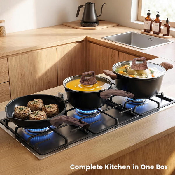 30-Piece Ceramic Nonstick Cookware Set | Detachable Handle, Stackable for RV | Oven & Dishwasher Safe2