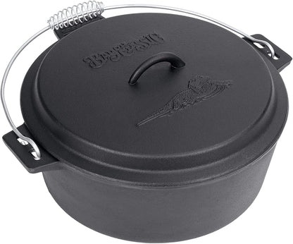 10-Qt Pre-Seasoned Cast Iron Chicken Fryer Features Cast Iron Domed Lid Cool Touch Coil Handle Perfect for Frying Chicken & Fish Slow Simmering Batches of Chili Stew and Jambalaya1