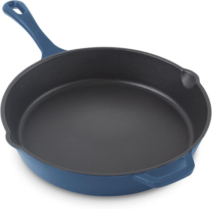 Zakarian by  11 Inch Nonstick Cast Iron Skillet, Titanium Ceramic Coated Frying Pan, Blue1