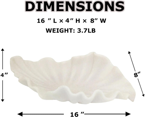 Off-White Large Decorative Bowl - 16” Fruit/Key/Purse Bowl for Home Decor - Coffee Table & Entryway Table Decor - Scalloped Ruffle Bowls - Unique Centerpiece Bowls(Big)2
