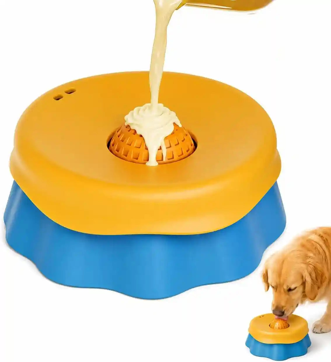 slow-feeder-dog-bowl-with-rolling-ball-2-in-1-silicone-dog-lick-bowl-for-liquid-treats-anti-slip-interactive-licking-toy-for-small-medium-large-dogs-cats-food-grade-easy-clean-blue-yellow