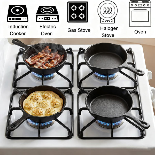 4 Pack Mini Cast Iron Skillet, 4" Small Frying Pans with Double Drip-Spouts for Stove, Oven, Grill Safe, Indoor and Outdoor Use, Non-Stick5