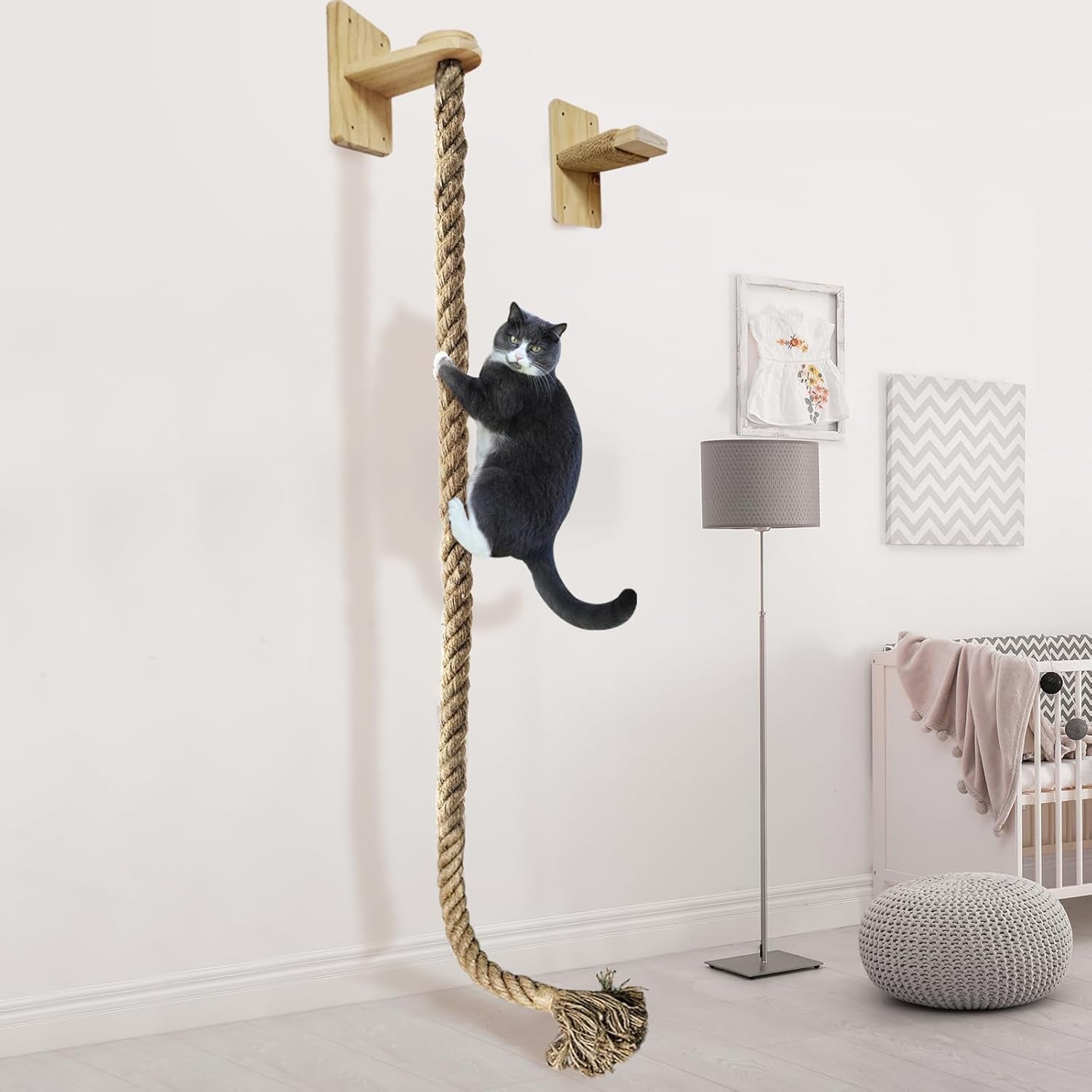 cat-scratching-post-wall-mounted-climbing-rope-set-double-platform-sisal-rope-space-saving-easy-install-multi-level-cat-playground-light-brown