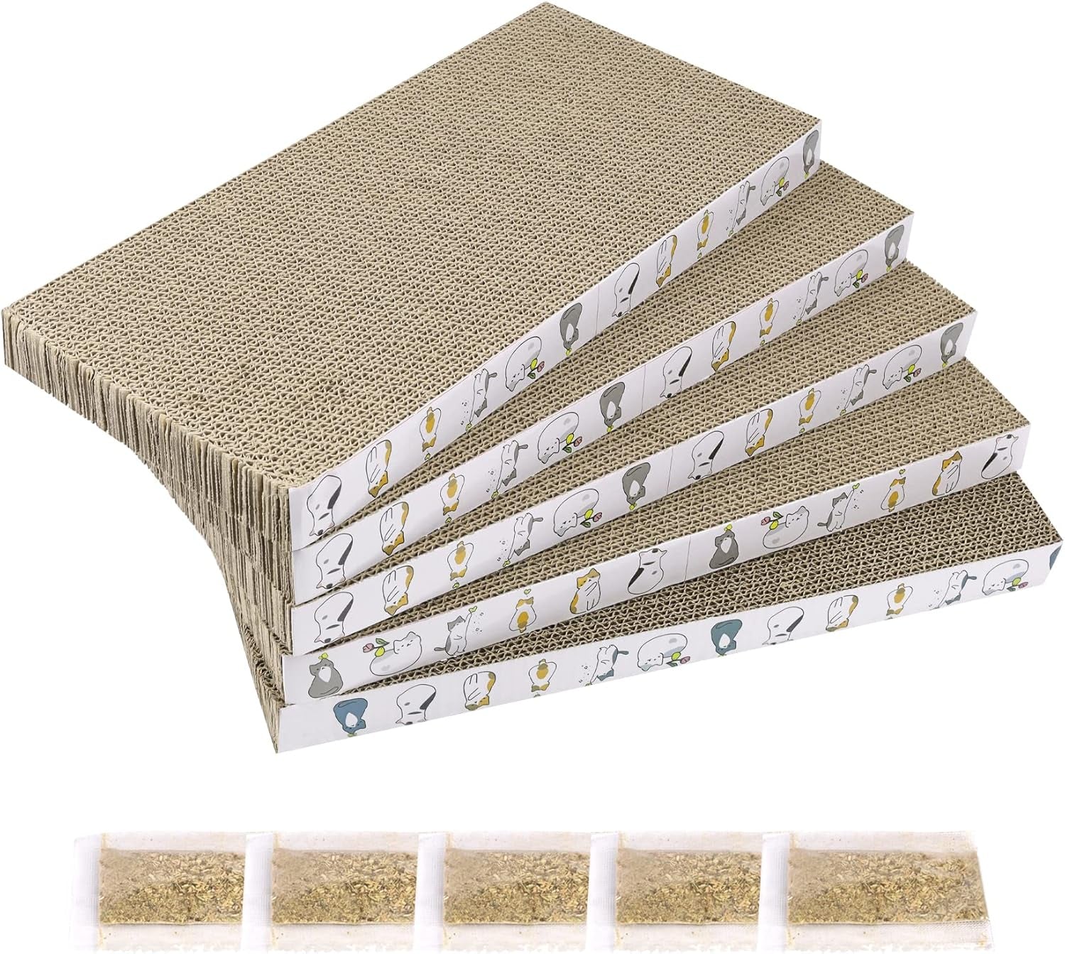 patiencet-cat-scratch-pad-with-box-4-pack-cardboard-cat-scratcher-lounge-bed-for-indoor-cats-reversible-corrugated-scratching-board-refill-with-catnip