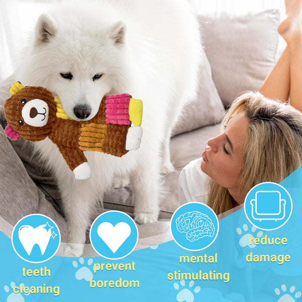 LECHONG 5Pcs Squeaky Dog Toys, Large Crinkle Dog Toys for Large Medium and Small Dogs, Puppy Toys to Keep Them Busy Great Value Dog Toy Bundle4