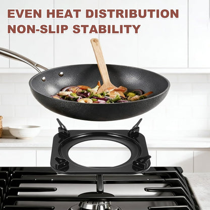 Wok Ring for Gas Stove, 4.9 Inch Cast Iron Gas Stove Rack Wok Support Ring Square Cooktop Solid Stand Brackets Replacement Accessories for Home Kitchen Burner, Black4