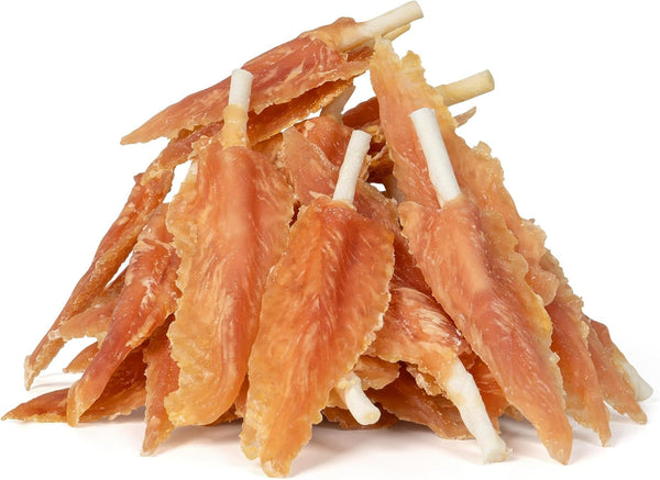 MON2SUN Dog Treats, 4–4.5 Inch Chicken Wrapped Triangle Rawhide Sticks | 18.34 Oz, 40 Count, High Protein, Easy-To-Hold Design, for Puppies & Small Dogs, Daily Rewards1