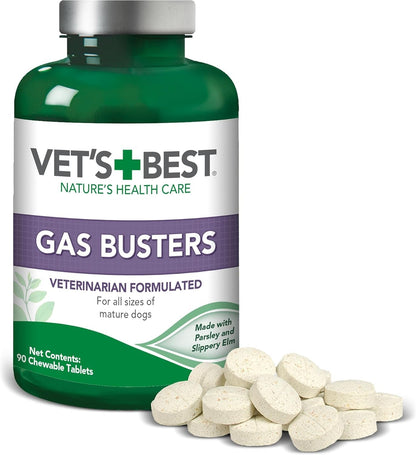 Vet'S Best Gas Busters Digestive Support Tablets for Dogs, 90 Count | Helps Relieve Gas, Bloating & Constipation, Supports Healthy Digestion, Chewable Daily Digestive Aid for Dogs7