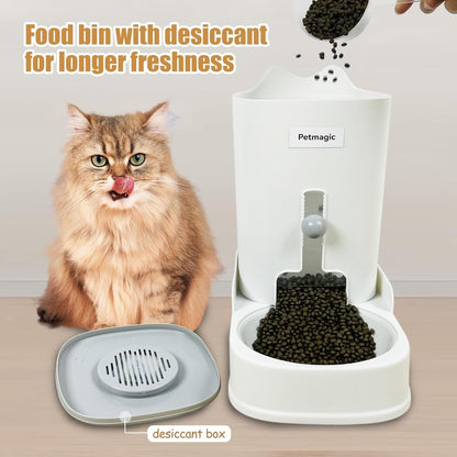 Gravity Cat Feeder by Petmagic Is a 3.6L Large-Capacity Cat Food and Water Bowl Set. This Two-Piece Set Is Suitable for Pet Feeding, Including Small and Medium-Sized Dogs, Kittens.2
