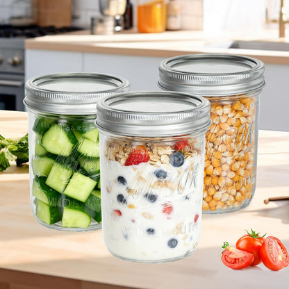 Wide Mouth Mason Jars 16 Oz with Lids 8 Pack, Canning Jars with Metal Airtight Lids and Bands, 16 Oz Glass Jars for Fermenting, Meal Prep, Freezing5