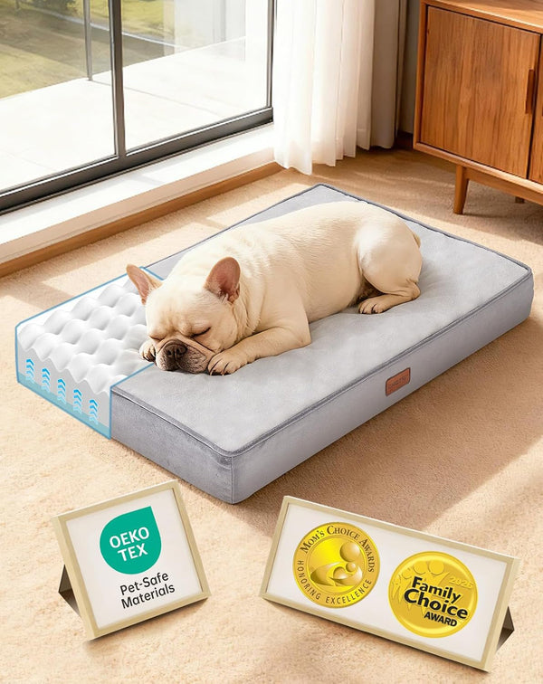 Ohgeni Orthopedic Waterproof Large Dog Bed, Memory Foam, 41 Inch(Gray) | Machine-Washable Removable Cover in Easy-Clean Fabric, Reversible Memory Foam & Easy-Carry Handle, Suitable for Crate17