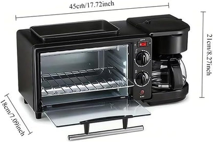 3-In-1 Breakfast Station with Coffee Maker, Automatic Timed 2.38 Gallon Antirust Bread Oven, Frying Pan, Multifunctional Sandwich Maker, Healthy Snacks or Desserts, Breakfast Station4