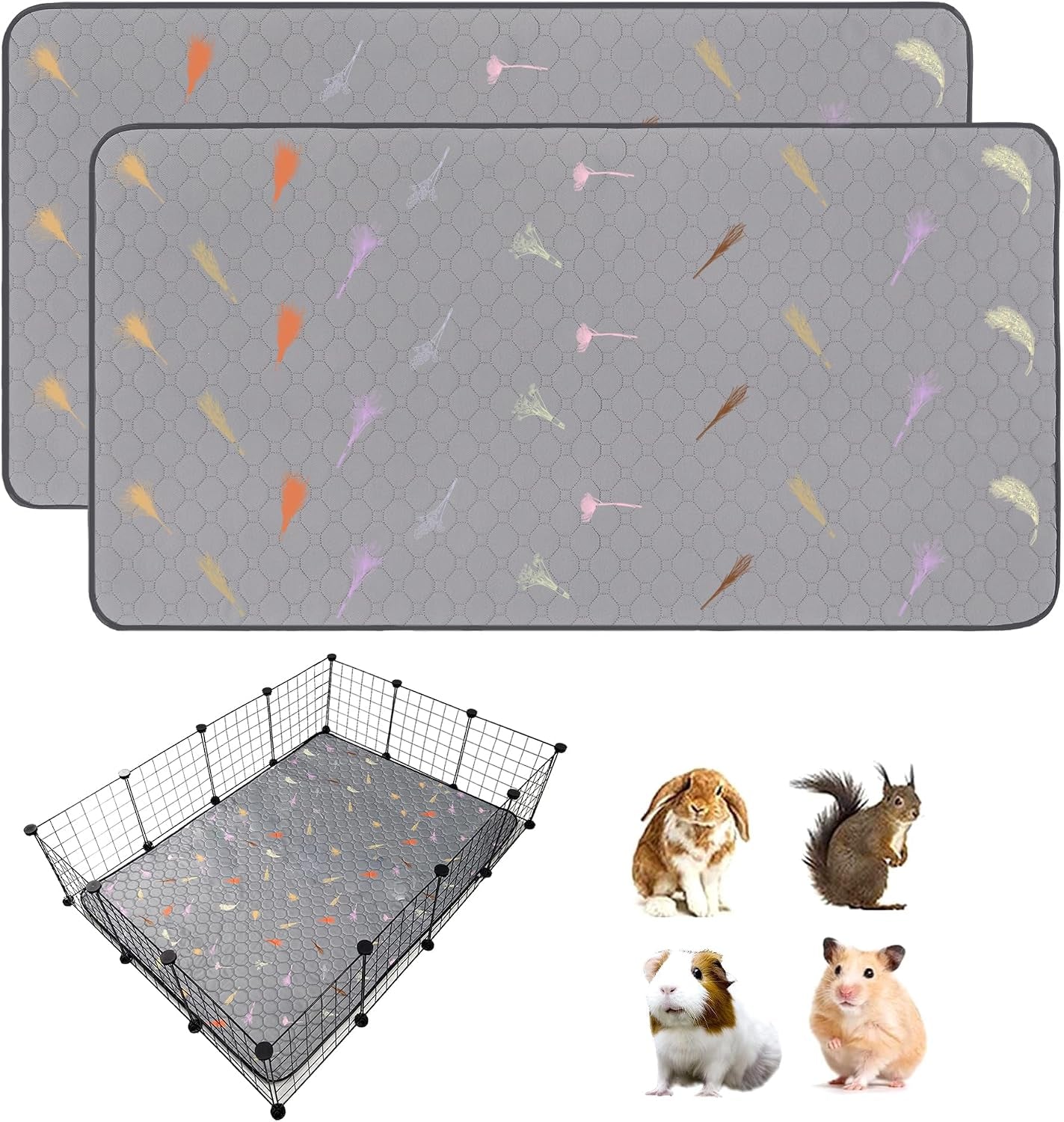 2pcs-guinea-pig-cage-liners-guinea-pig-fleece-cage-liners24x48-super-absorbent-washable-pee-pads-reusable-for-rabbit-hamster-chinchilla