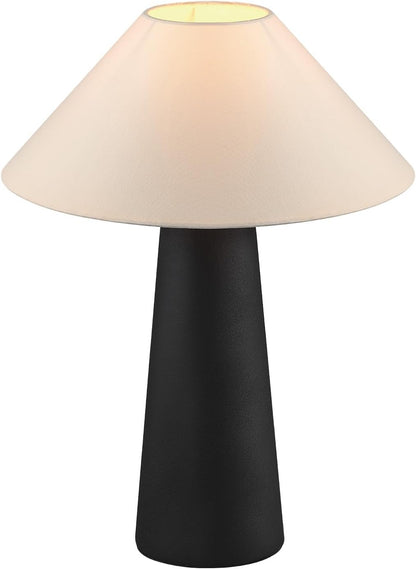 Novogratz X 18" Ceramic Table Lamp, Matte Black, Off-White Tapered Fabric Shade, In-Line Rocker Switch, 5 Ft. Clear Cord, Home Office, Desk, Living Room1
