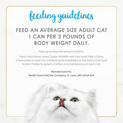 Purina Fancy Feast Gravy Lovers Ocean Whitefish and Tuna Feast Pate in Wet Cat Food Gravy - (Pack of 24) 3 Oz. Cans7