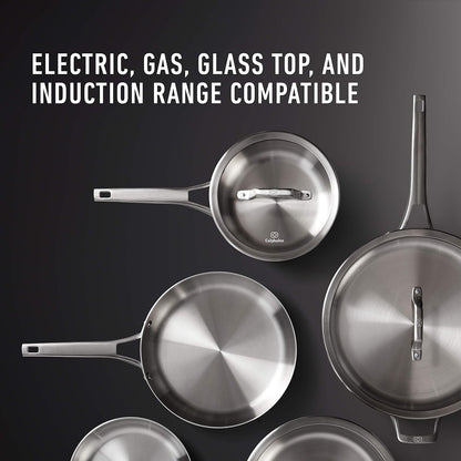 Calphalon Stainless Steel Kitchen Cookware, 11-Piece Pots and Pans Set with Stay-Cool Handles, Dishwasher & Oven Safe, Silver11