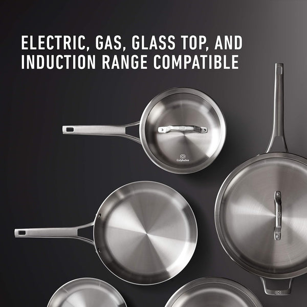 Calphalon Stainless Steel Kitchen Cookware, 11-Piece Pots and Pans Set with Stay-Cool Handles, Dishwasher & Oven Safe, Silver11