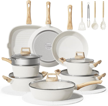 24Pcs Pots and Pans Set Non Stick,Ceramic Cookware Set with Titanium-Reinforced Nonstick Coating,Long-Lasting,Pfas-Free,Induction Compatible,Full Kitchen Set with 3 Stock Pots for Family Cooking1