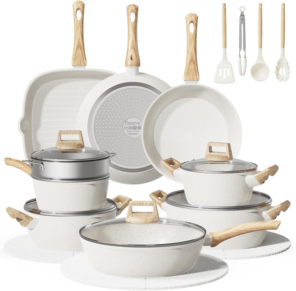 24Pcs Pots and Pans Set Non Stick,Ceramic Cookware Set with Titanium-Reinforced Nonstick Coating,Long-Lasting,Pfas-Free,Induction Compatible,Full Kitchen Set with 3 Stock Pots for Family Cooking1