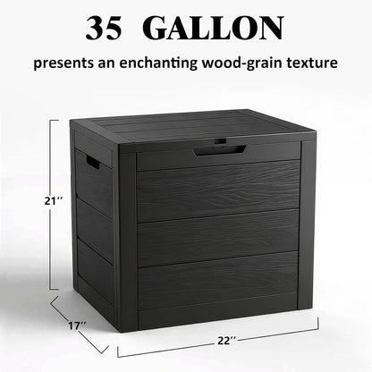 35 Gallon Outdoor Storage Box Waterproof,Deck Boxes Outdoor Waterproof,Resin Deck Box Delivery Boxes for outside for Package Delivery,Patio Cushions,Gardening Tools,Uv Resistant2