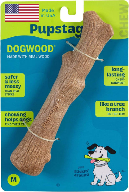 Pupstages Dogwood Dog Chew Toy, Made in the USA – Real-Wood Blend, Natural Flavor & Texture, Moderate Chewers, Small, 5.4"9