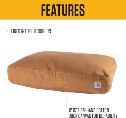 Carhartt Durable Canvas Pet Bed, Water Resistant Firm Duck Dog Bed, Carhartt Brown, Large2
