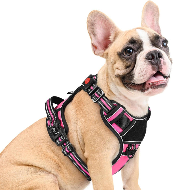 Eagloo Dog Harness No Pull for Large Dogs, Easy on & off with 3 Buckles | No Choke with Front Clip, Adjustable Fit, MOLLE System, Reflective Vest, Easy Control for Walking, Black, Large16