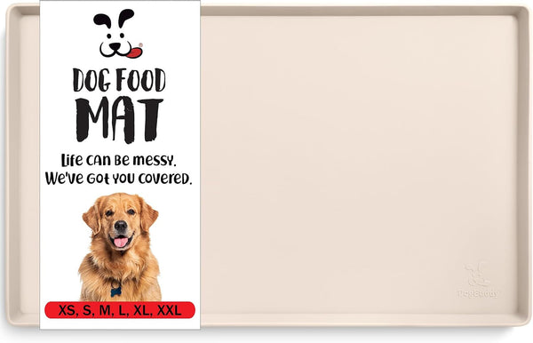 Dogbuddy Dog Food Mat – Waterproof Dog Bowl Mat for Food and Water, Silicone Pet Feeding Mats for Floors, Non-Slip Placemat with High Edges for Dogs Bowls, Puppy Essentials (L: 24" X 16", Shadow)16