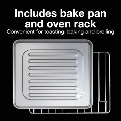 4 Slice Countertop Toaster Oven | Bake, Broil, Toast | 200-450⁰F Adjustable Temp | 30 Minute Timer | Automatic Shutoff | Black and Silver | 31260G5