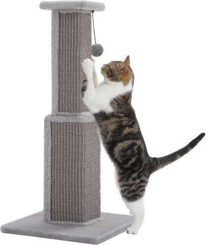 PAWZ Road Large Cat Scratching Post 32" Tall Black Cat Scratcher | Heavy Duty Cat Post with 16X16”Large Base Covered Sturdy Woven Sisal Scratcher and Cat Toy Ball for Adult and Indoor Cats9
