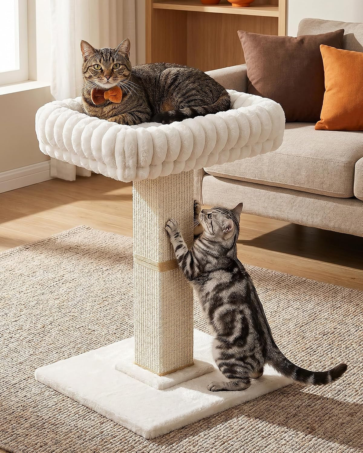 morden-cat-scratching-post-with-top-plush-bed-for-indoor-cats-removable-washable-perch-small-morden-cat-tree-cat-tower-with-scratch-post-natural-sisal-white