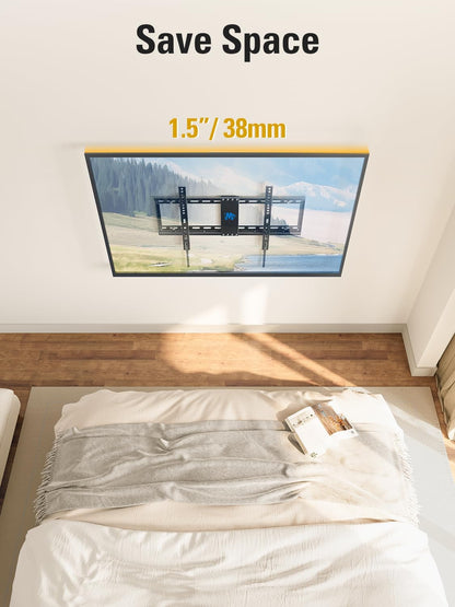 Tilting TV Wall Mount for Most 37-90 Inch Tvs up to 132Lbs | Low Profile TV Mount Fits 16", 18", 24" Studs, Max VESA 600X400Mm, Wall Mount TV Bracket with Quick Lock & Release, MD2268-LK4