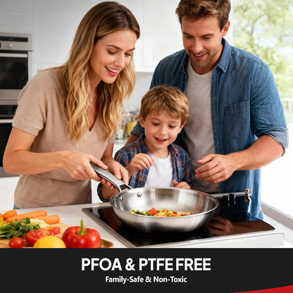 11-Pcs Stainless Steel Cookware Set, Tri-Ply Pots and Pans Set, Non-Toxic Kitchen Set, PFOA & PTFE Free, Full Clad Frying Pans, Saucepans, Saute Pan & Stock Pot, Compatible for All Cooktops8