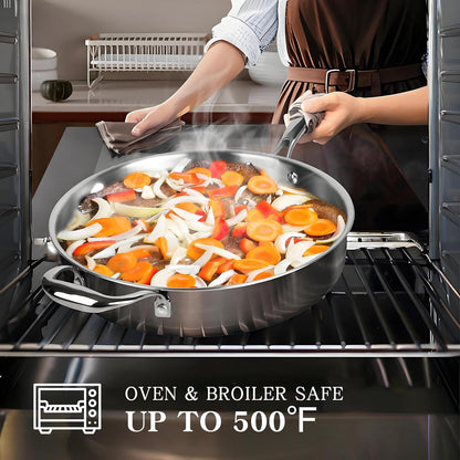 Stainless Steel Cookware Set, 3 Ply 17 Piece Stainless Steel Pot and Pan Set, Oven Dishwasher Safe | Induction Compatible Frying Pans, Saucepans, Saute Pan & Stock Pot, PFOA, PTFE & PFOS Free7