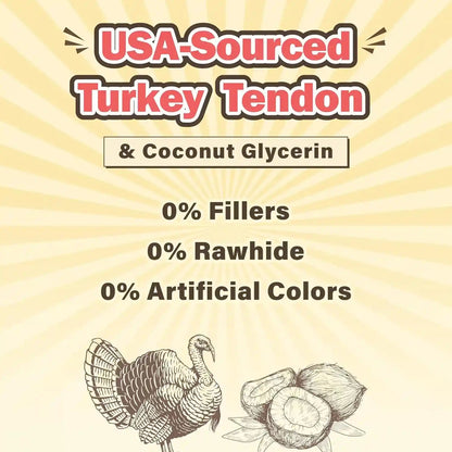 VITADAY Turkey Tendons for Dogs, All Natural, Healthy Dog Treats, Long Lasting, Hypoallergenic Dog Chews, Rawhide Free, Usa-Sourced, for Small Dogs, Strips, 3 Oz Pack | Long-Lasting Dog Training Treats, Rawhide-Free Made of Usa-Sourced Turkey3