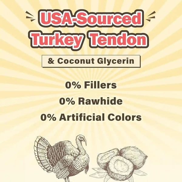 VITADAY Turkey Tendons for Dogs, All Natural, Healthy Dog Treats, Long Lasting, Hypoallergenic Dog Chews, Rawhide Free, Usa-Sourced, for Small Dogs, Strips, 3 Oz Pack | Long-Lasting Dog Training Treats, Rawhide-Free Made of Usa-Sourced Turkey3