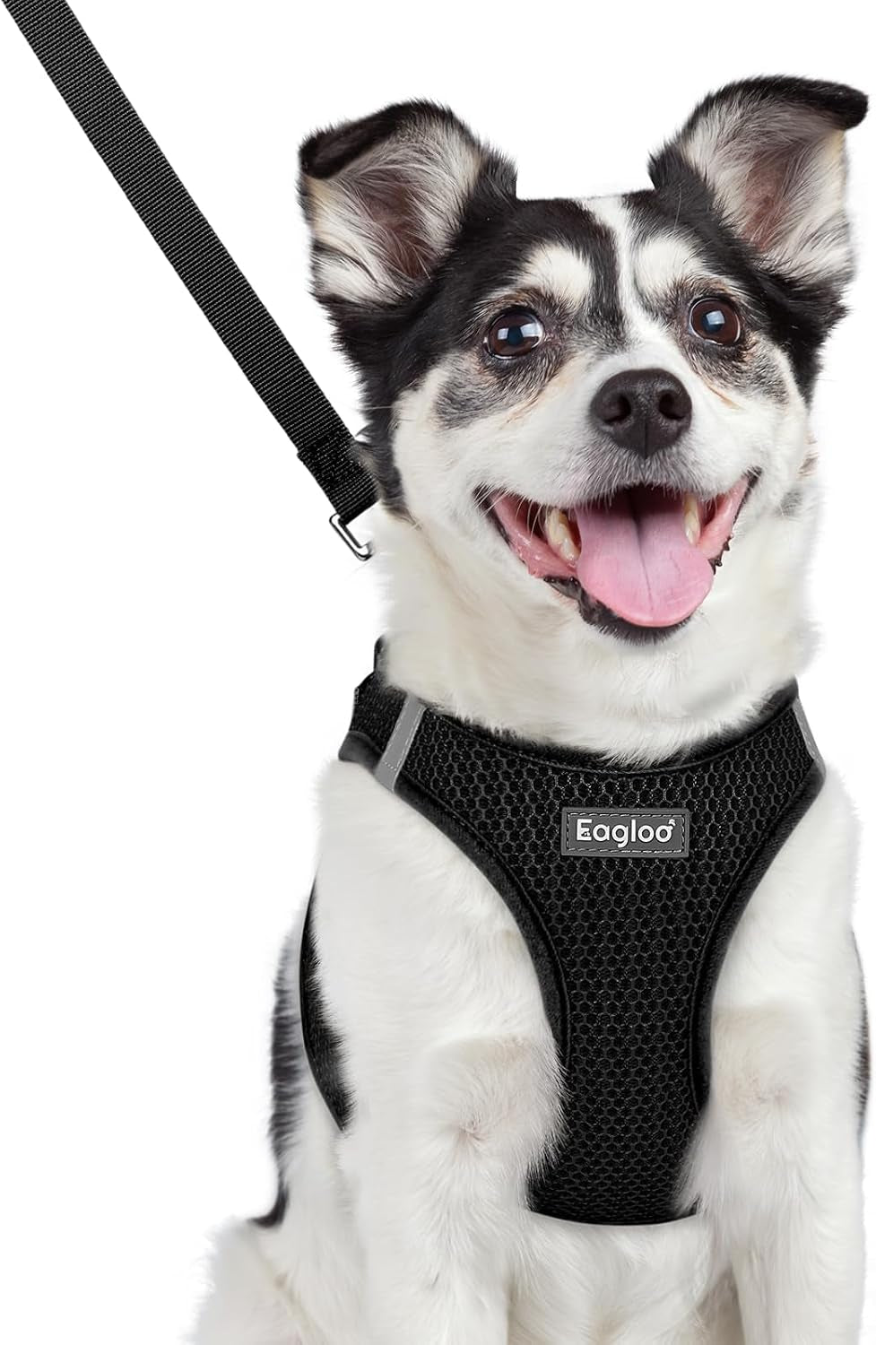 eagloo-small-dog-harness-and-leash-set-step-in-small-sized-puppy-pet-vest-light-soft-breathable-air-mesh-easy-on-and-off-with-hook-loop-reflective-for-safe-walking-pink-s