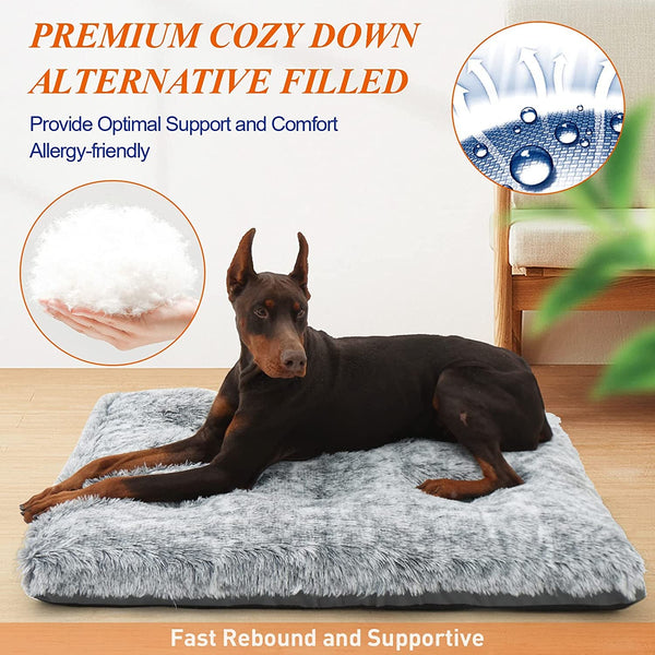 KISYYO Premium Washable Orthopedic Dog Bed – 41" Extra Large Crate Mat with Non-Slip Base, Plush Support for Pets up to 90 Lbs, Grey3