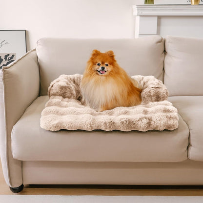 FUNNY FUZZY Pet Fluffy Fuzzy Couch Cover, Calming Washable Dog Bed Sofa Protector Pets Mat for Small Medium Dogs and Cats (Coffee,33.45 × 28.35 × 5.51 In)13