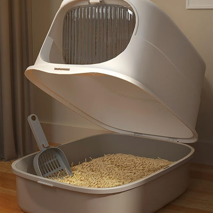 Pet Supplies, Large Plastic Cat Litter Box with Lid & Scoop,High Sides for Big Cats(Gray)4