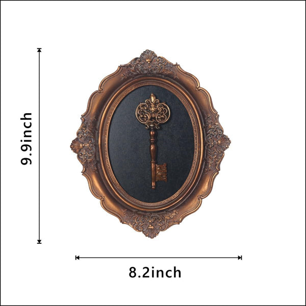Vintage Wall Sculpture, Antique Pediment, Hallway Wall Art, Hand Painted Wall Decoration with Embossed Intricate Key Design, Oval Aesthetic Room Décor, Gallery, Unique Gift (Antique Gold-Key)2