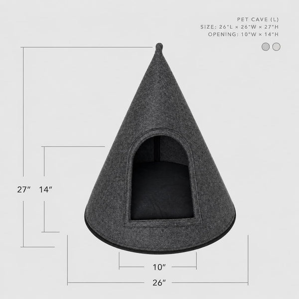 Cat Bed - Cat Cave Premium Felt Cat Bed Enclosure for Indoor Cats and Other Pets, Stylish Indoor Pet House, Dark Grey (Medium)2