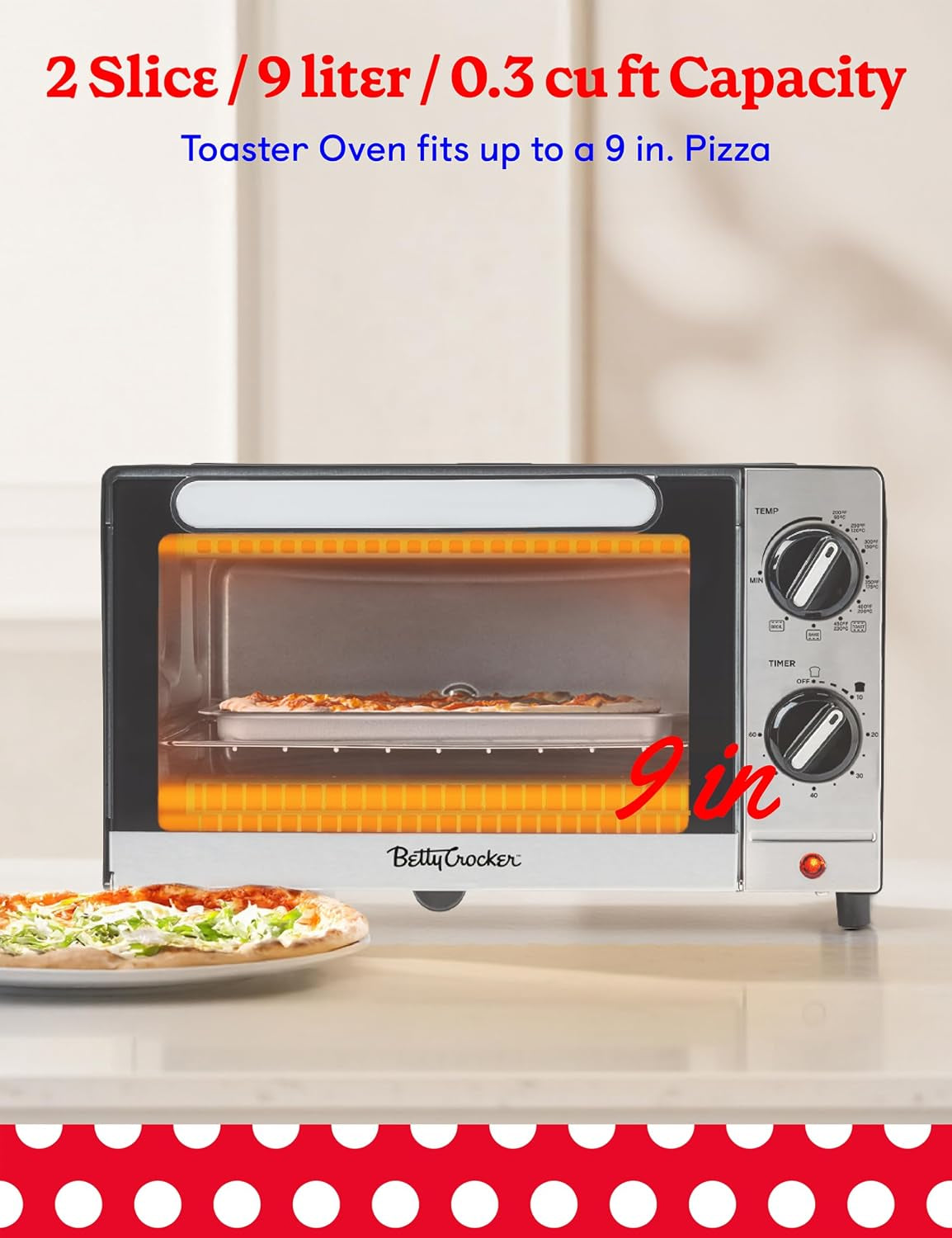 9l-2-slice-toaster-oven-1000-watts-bc-5665b-black-silver-chrome-plated-front-stainless-steel-handle-bake-broil-toast-functions-easy-control-dials-includes-baking-pan-rack