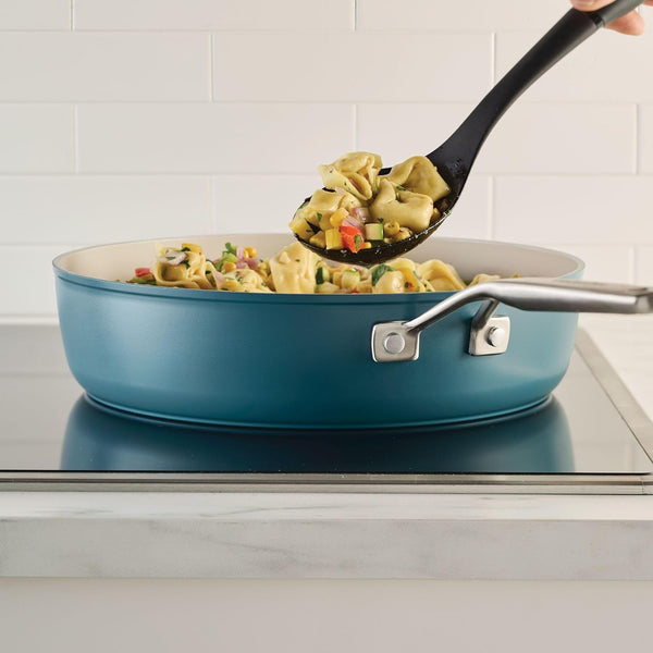 Kitchenaid Hard Anodized Ceramic Induction Pots and Pans, Dishwasher Safe, Includes Saucepans, Stockpot, Sauté Pan, Frying Pans/Skillets, and Lids, 10 Piece Cookware Set - Agave Blue9
