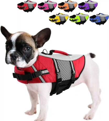 Queenmore Dog Life Jacket Small Float Vests for Swimming Boating Kayaking Mediumn Puppy Dogs Cats Neoprene Life Preserver Pet Water Lifesaver Lightweight Reflective Green,L14