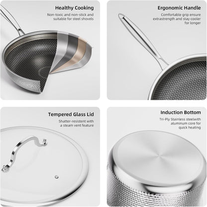 7 Pcs Stainless Steel Nonstick Pots and Pans Set | PFOA Free Cookware, Dishwasher and Oven Safe, Induction Compatible6