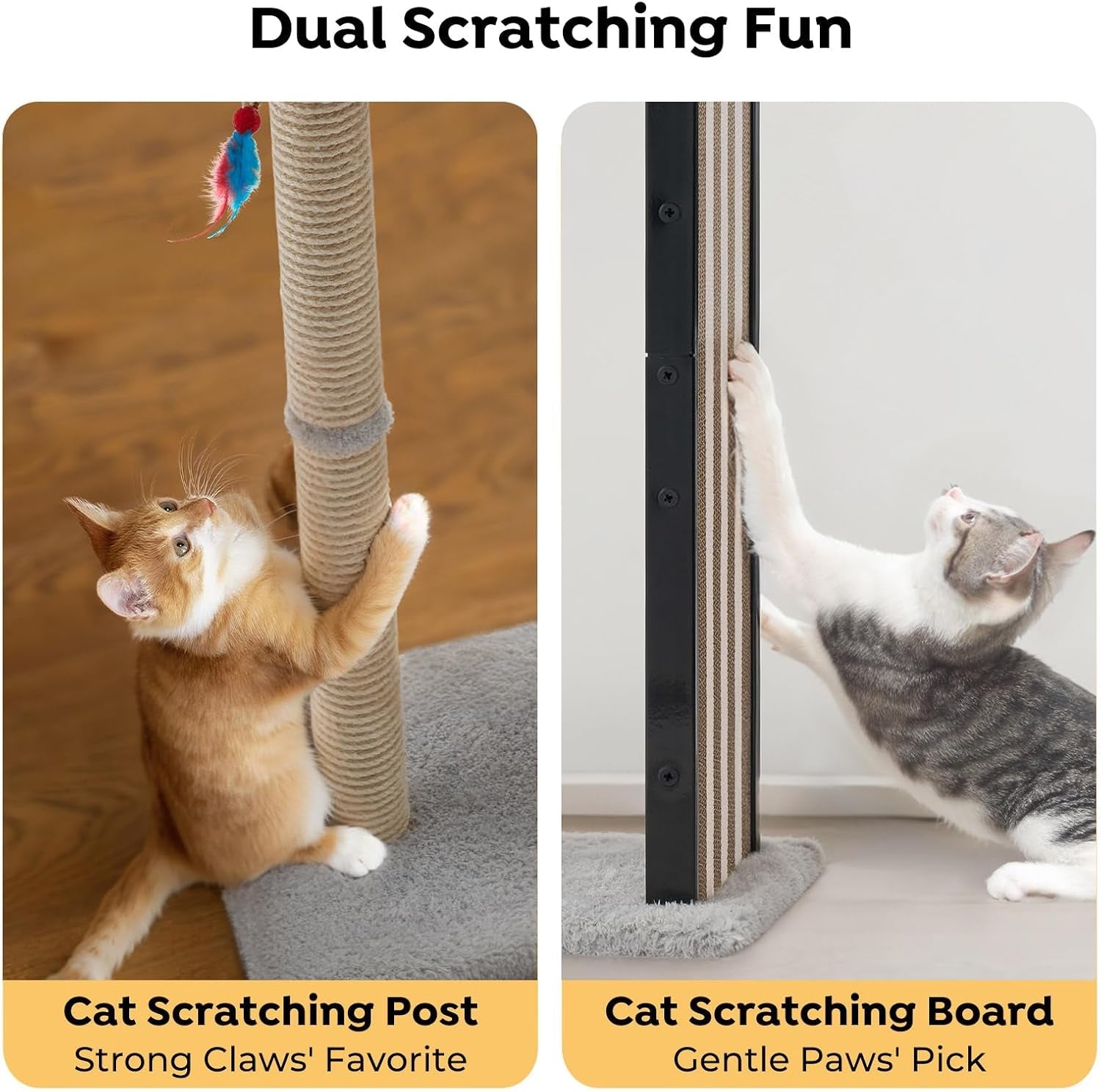veehoo-35-tall-cat-scratching-post-for-indoor-cats-sturdy-cat-scratch-pad-scratch-post-with-plush-top-bed-replaceable-metal-frame-scratching-board-easy-assembly