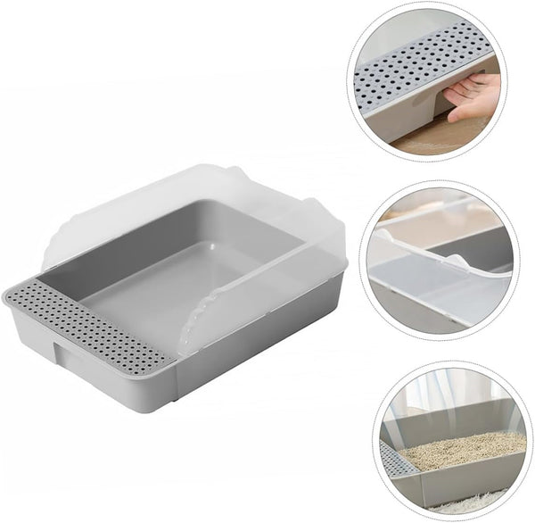 Luxshiny Detachable Small Gray Cat Litter Pan Potty with Anti-Splashing Design Plastic Half-Enclosed Cat Toilet for Kitten Housebreaking5