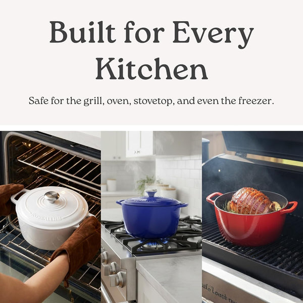 Signature Enameled Cast Iron Dutch Oven, Non-Stick Serving Pot with Tight Fitting Lid for Perfect Roasting, Baking, Sauteing, and Bread Making | 5.5Q (5.2L) - Indigo Blue7