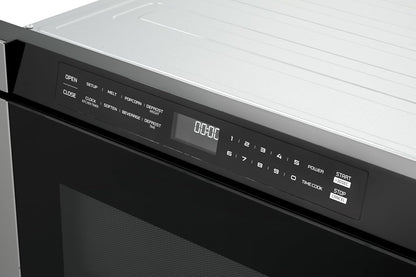 23.5 Inch Built-In Drawer Microwave Oven, 1.1 Cu. Ft., Touchscreen Control, Stainless Steel, Flat-Bed Design, Electric Drawer Open7